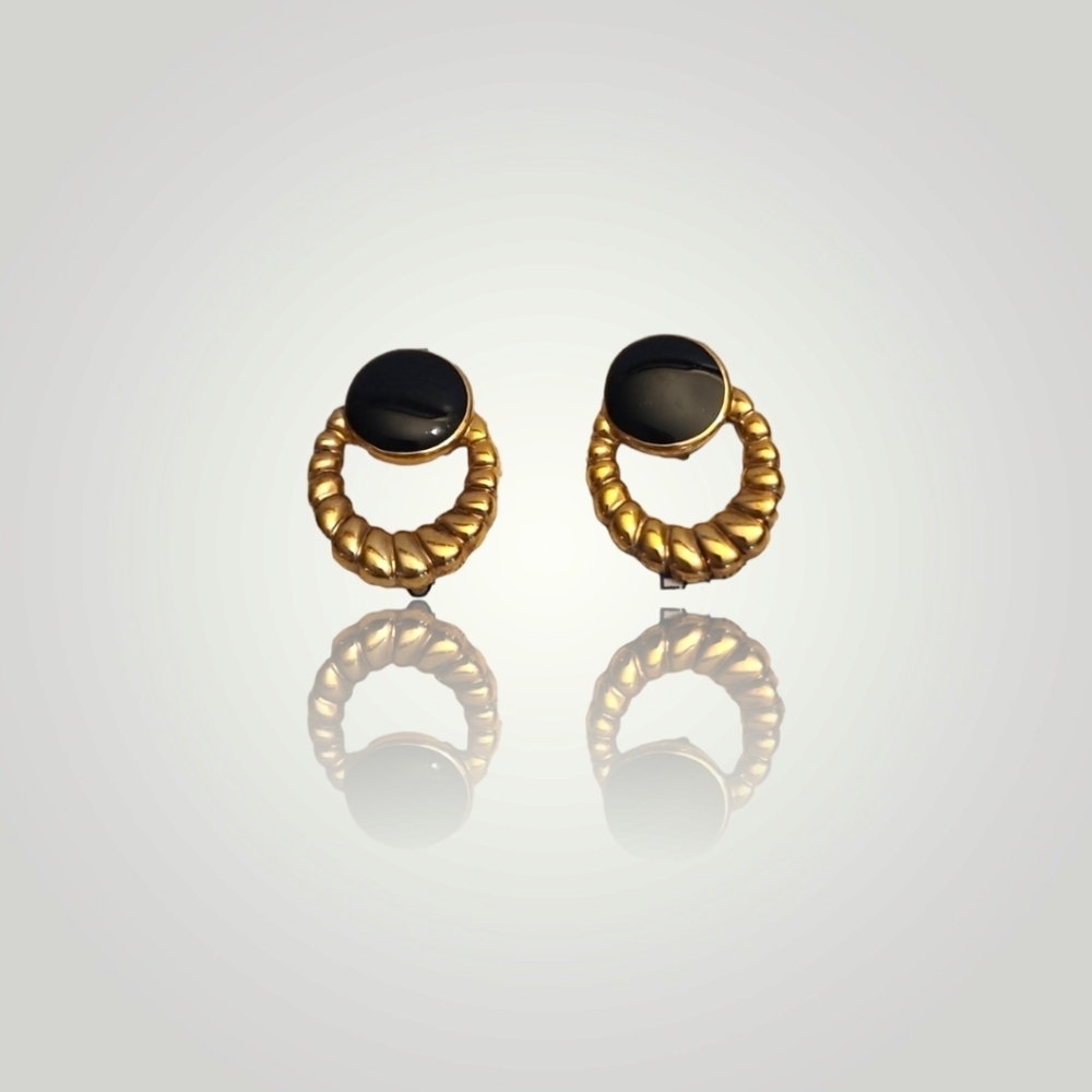 3 for $15 - Willow Bay - Black and Goldtone braided earrings
